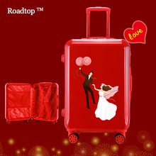 產地大廠紅色結婚行李箱復古萬向輪陪嫁密碼箱婚慶禮品拉桿箱定制