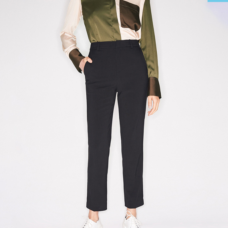 LL 2020夏新款女裝純色顯瘦高腰八九分錐形西裝褲120210C5164