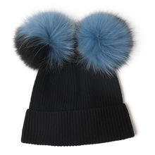 新款山羊絨針織帽男女士毛球帽子純色翻邊帽廠家來樣加工秋冬新款