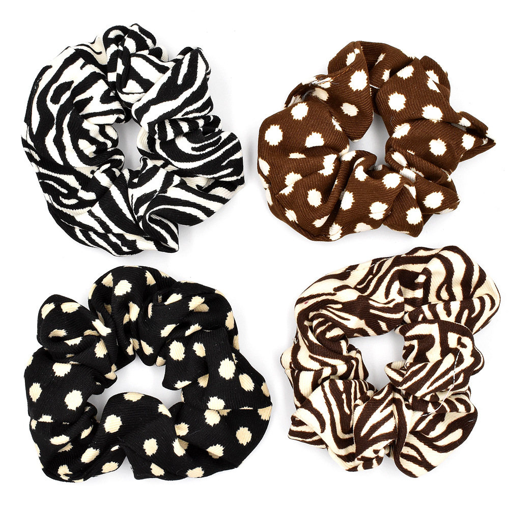 Retro Polka Dot Zebra Pattern Hair Scrunchies display picture 7