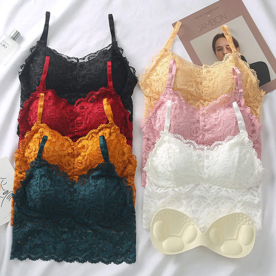 Lace with bra pad sexy adjustable suspender back bra bra for girls