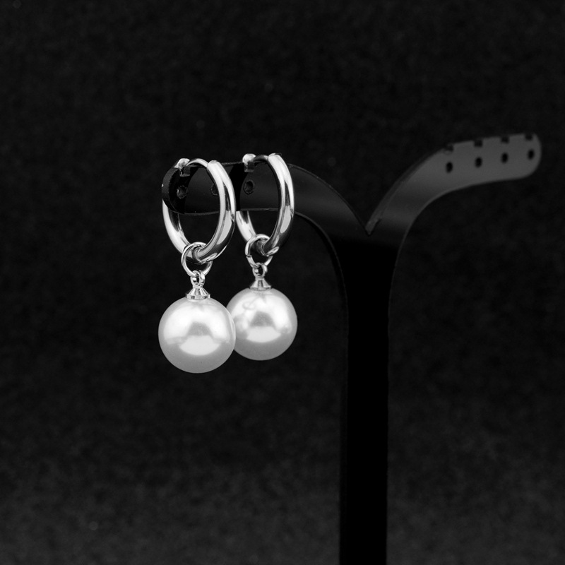 10g Weight Drop Earrings Classification 1 Pair Quantity Holiday, Daily Occasion Stainless Steel Material Pearl Pattern Unisex Gender Polishing Design Simple Style Style 1 Pair Simple Style Pearl Polishing Stainless Steel Drop Earrings 5