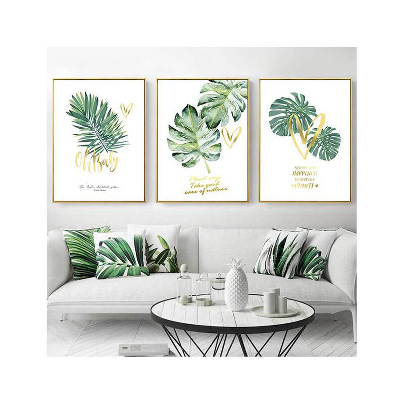 Foreign Trade New Nordic Modern Simple Small Fresh Green Plant Leaves Golden Letter Photo Wall Decorative Painting Core Foreign Trade New Nordic Modern Simple Small Fresh Green Plant Leaves Golden Letter Photo Wall Decorative Painting Core