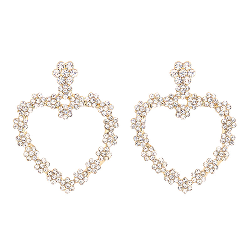 Fashion Heart-shape Flower Colorful Diamond Earrings display picture 8