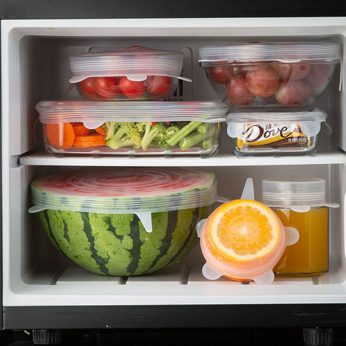 6-piece set of silicone fresh-keeping lids, bowl lids, refrigerator cling film, kitchen lids, food-grade silicone lids