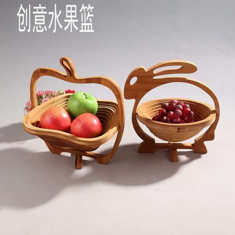 New bamboo fruit basket, folding fruit basket, fashionable and creative bamboo basket, fruit basin, bamboo and wood craftsmanship detail image 1