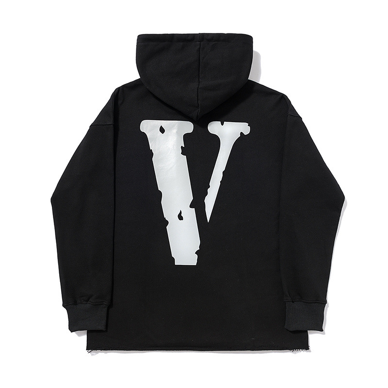 Vlone Men Letters Printed Reflective Big V Loose Hooded Sweatshirt ...