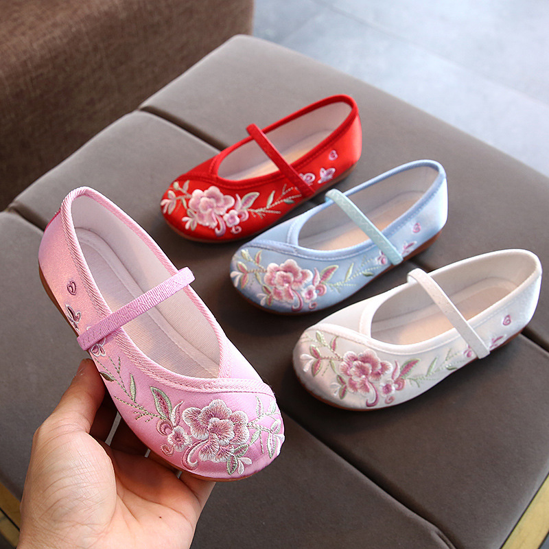 Hanfu shoes For kids fairy princess drama cospaly Girls embroidered shoes Baby handmade ancient classical dance shoes