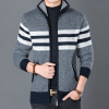 Ouma Cross border man Stand collar Sweater Large zipper Cardigan thickening sweater coat Youth leisure time winter Plush