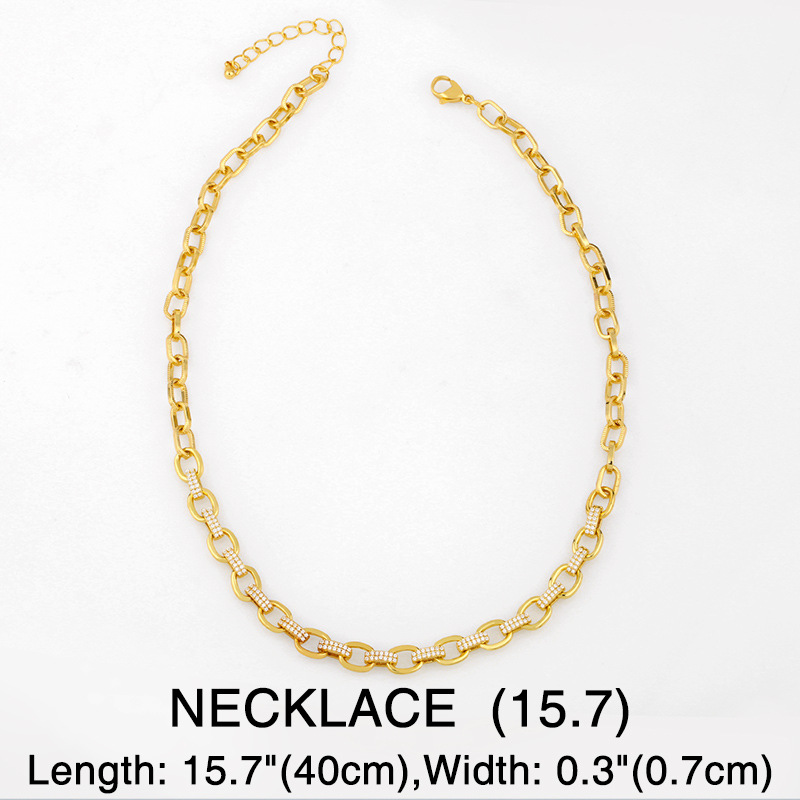 Collier En Cuivre De Chaîne De Clavicule De Style Punk Hip-hop De Chaîne Épaisse De Diamant Pour Femmes display picture 3