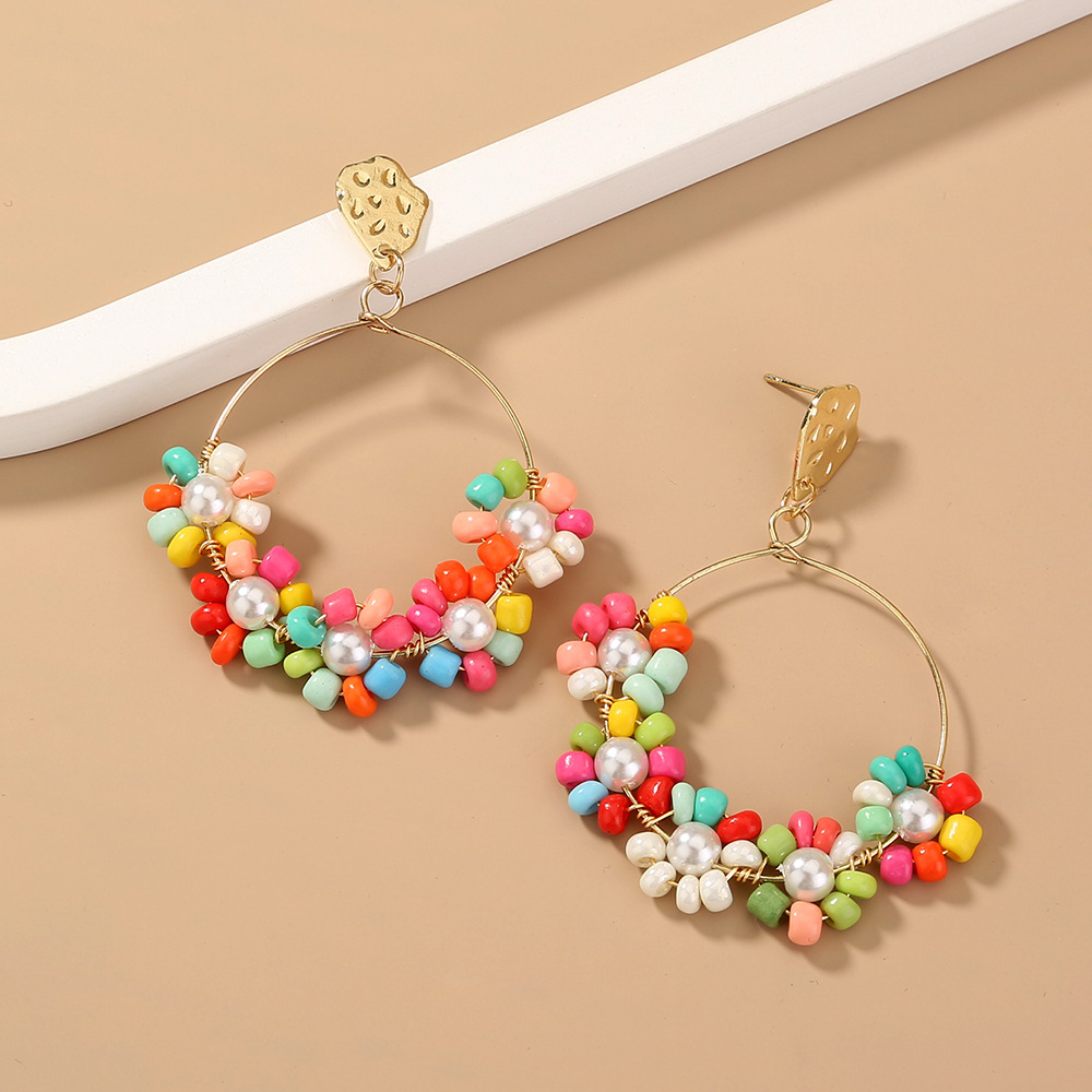 Boucles D&#39;oreilles De Mode Couronne De Perles De Bonbons Colorés display picture 3