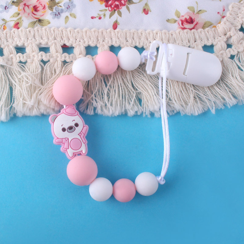 Bebé cerdo Cadena de clip de pezón de silicona Cadena de dientes de bebé Cadena de molienda cadena anti-caída pezón de mordedor calmante