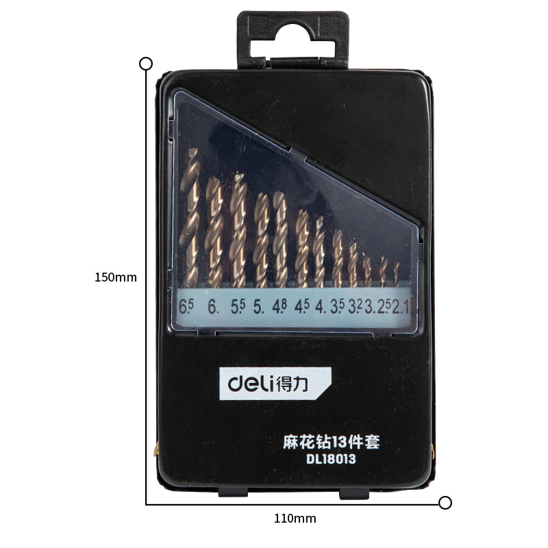 Deli DL18019 twist drill electric drill impact drill combination metal drilling twist drill 19-piece set 1-10mm
