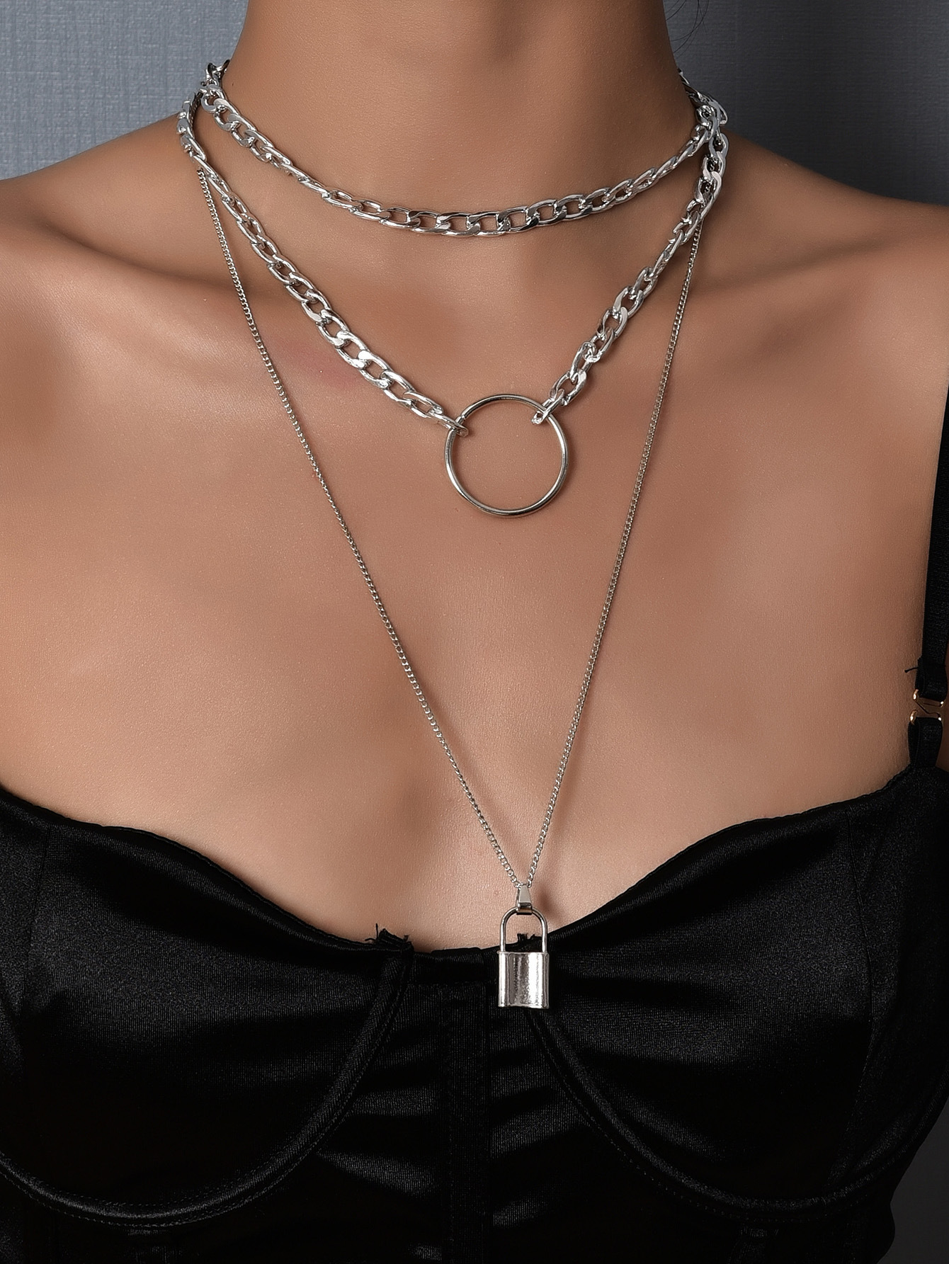 Fashion Metal Lock Pendant Multi-layer Women's Necklace display picture 1