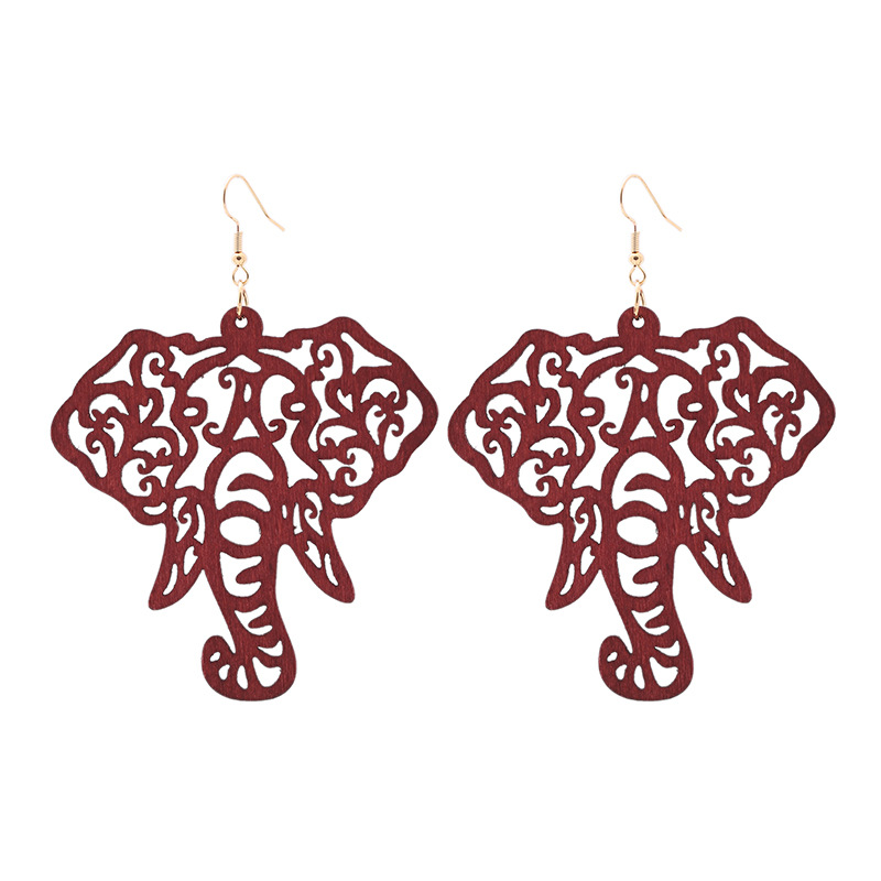 Mode Couleur Unie L'éléphant Bois Femmes Boucles D'oreilles 1 Paire display picture 2