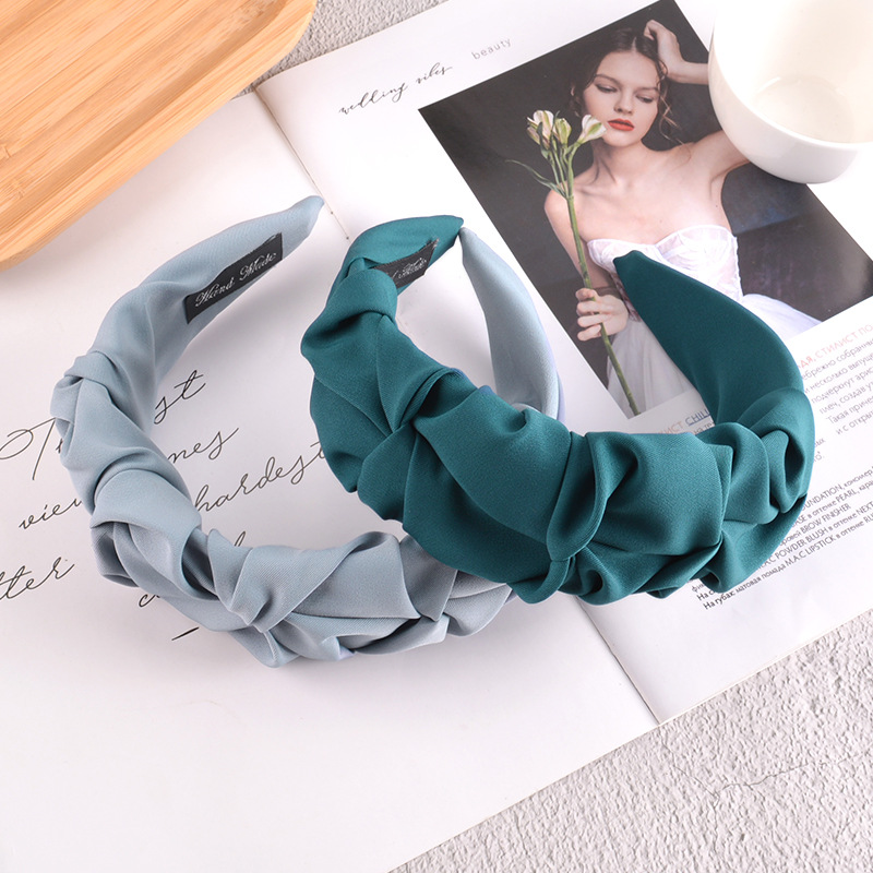 Fabric Pleated Solid Color Headband display picture 16