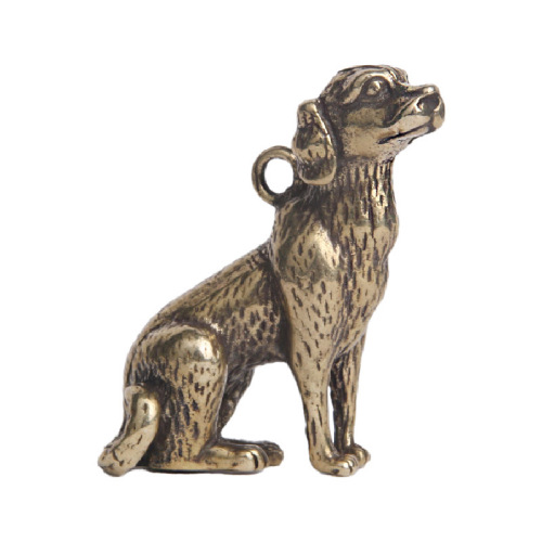 Brass Chinese Zodiac Dog Cute Fortune Keychain Pendant Rural Dog Bag Chain Earrings Wholesale from Street Vendors