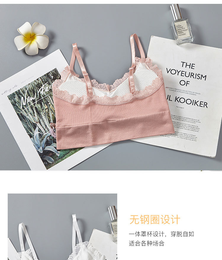 New fashion English letter lace adjustable shoulder strap beautiful back wrap chest wear yoga gathering strap chest cushion underwear for women detail image 6