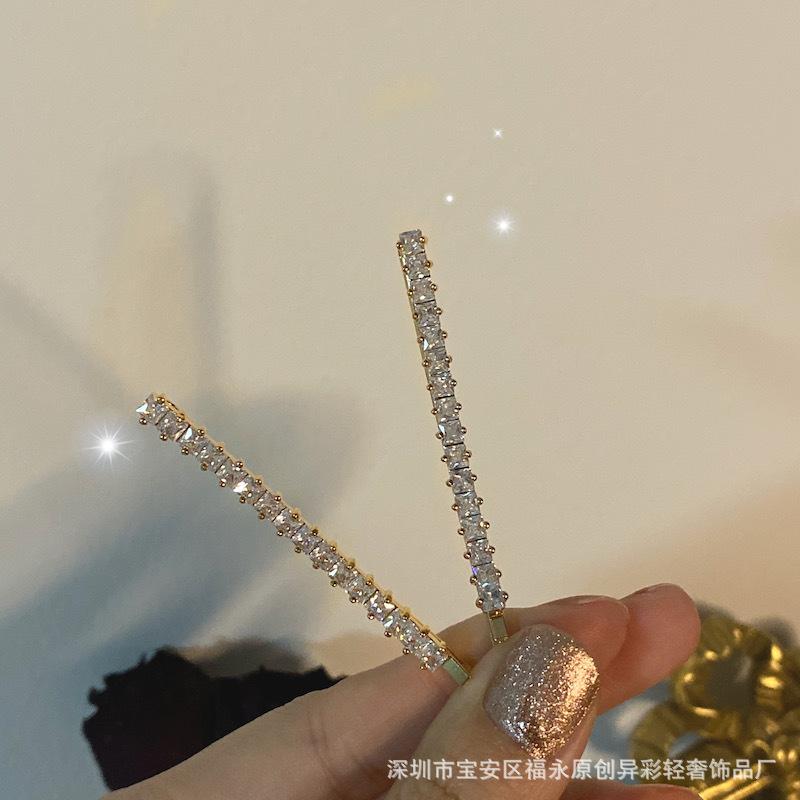 异彩闪光少女闪耀钻石发夹女超闪镶钻边夹刘海优雅复古一字夹简约-阿里巴巴