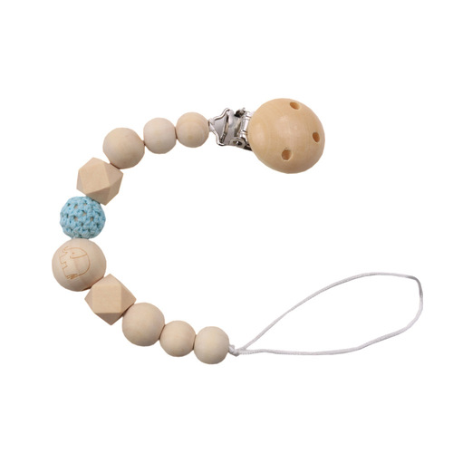 Foreign trade baby pacifier anti-drop chain clip anti-lost rope Amazon maternal and child supplies natural wooden pacifier chain
