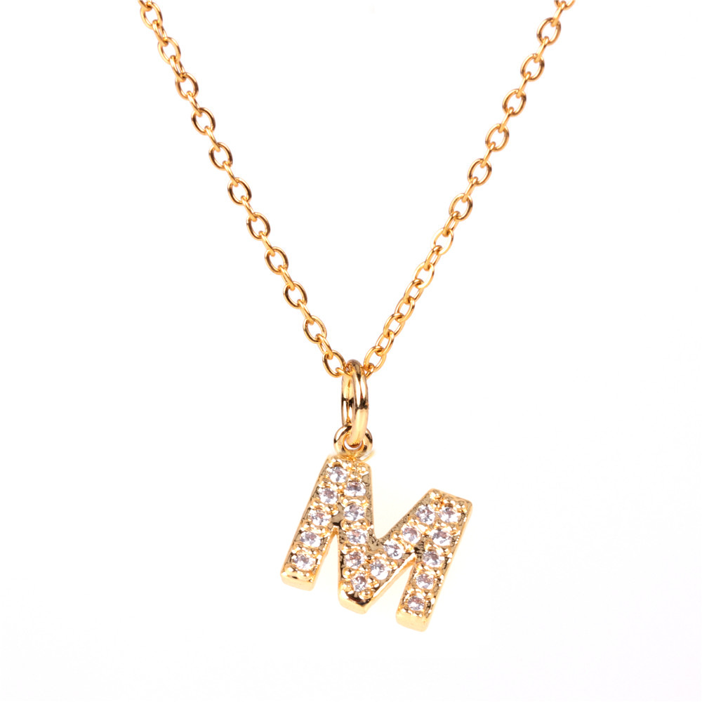 Fashion Letter Stainless Steel Diamond Necklace display picture 7