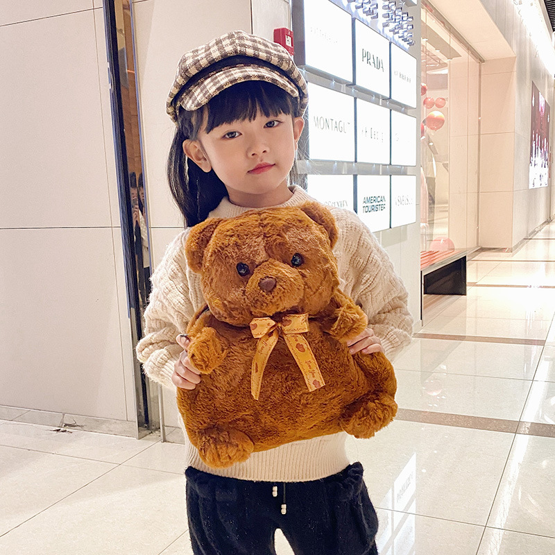 兒童斜挎包包女2020秋季新款可愛玩偶小熊網紅卡通公主毛絨雙肩包