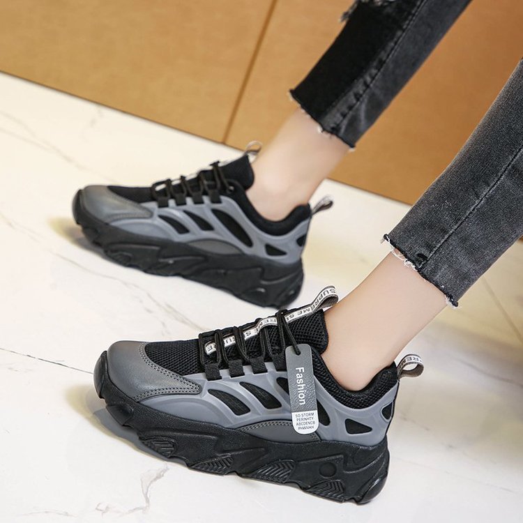 网红老爹鞋女ins潮秋季单鞋新款2020热卖厚底松糕黑色休闲运动鞋|ms