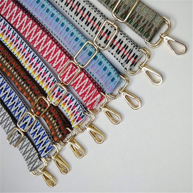 Polyester Material Geometric Pattern New Color Woven Wide Shoulder Strap Bags Accessory Bag Strap Crossbody Bag Long Strap Strap Burden Relief Foreign Trade Shoulder Strap