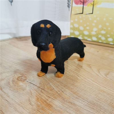 仿真狗狗动物模型腊肠犬模型儿童玩具狗静态摆件小黑狗玩偶批发|ms