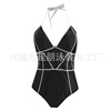 Yan Peng Foreign trade new pattern Conjoined sexy Swimsuit black and white Solid Mosaic Swimsuit Large Swimwear