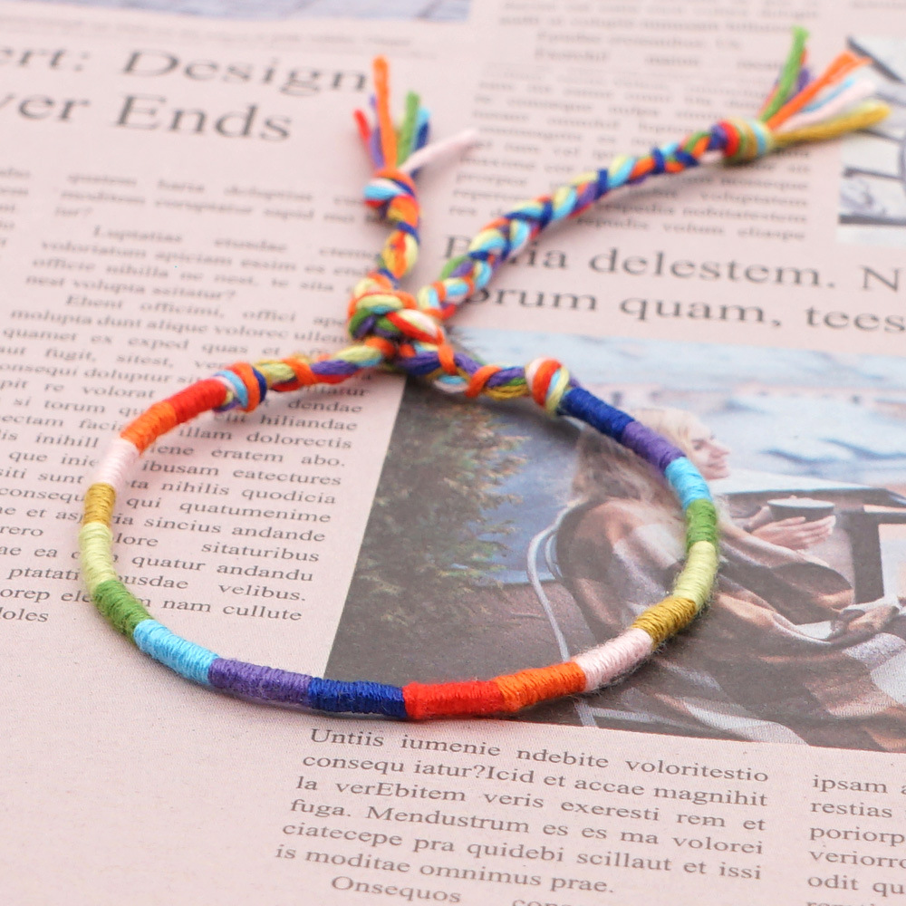 Fashion Handmade Original Linen Cotton Braided Bohemian Color Ethnic Style Elastic Bracelet For Women display picture 16