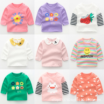 婴儿长袖T恤衣服纯棉女童男童秋装童装打底衫上衣0岁1幼儿3宝宝女