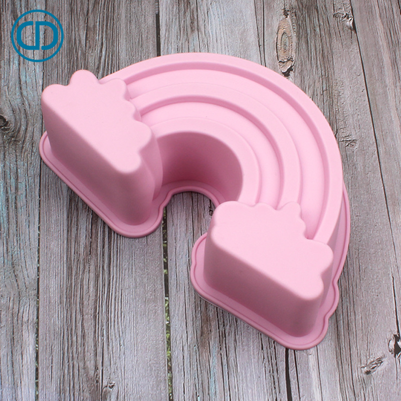 厂家直销FDA品质彩虹白云形状硅胶大蛋糕模具面包吐司烘焙工具模