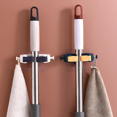 Wall-mounted mop clip plastic home bathroom punch-free horn hook bathroom multi-functional broom mop clip