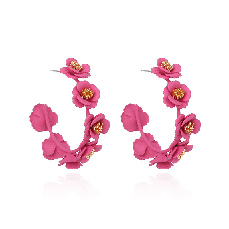 Fashion New Earrings Geometric C Shape Cute Flower Handmade Candy Color Wreath Earrings Wholesale Nihaojewelry display picture 3