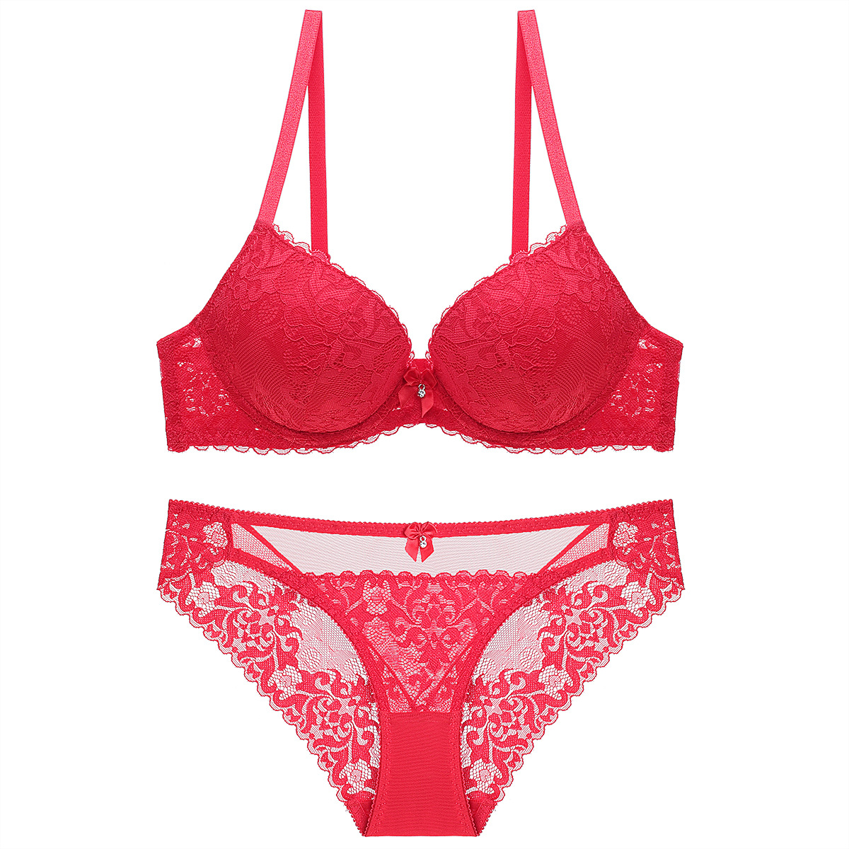 9602新品代發少女內衣外貿爆款歐美上薄下厚女士聚攏蕾絲文胸套裝