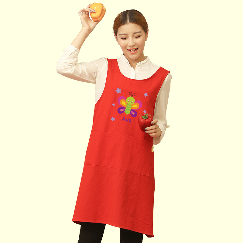 Delantal de cocina del hogar anti-incrustante mujer hombre lindo estilo coreano de moda para adultos de trabajo de cocina Impresión de logotipo personalizado