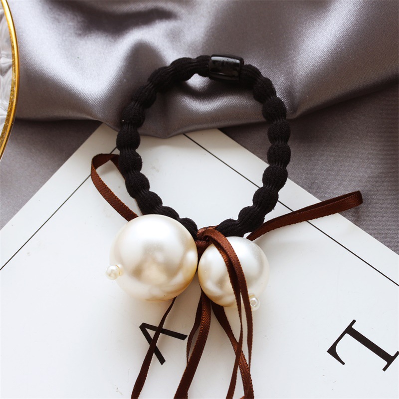 Korea New Size Pearl Hair Ring Ribbon Bow Hair Rope Sweet Head Rope Wholesale display picture 4