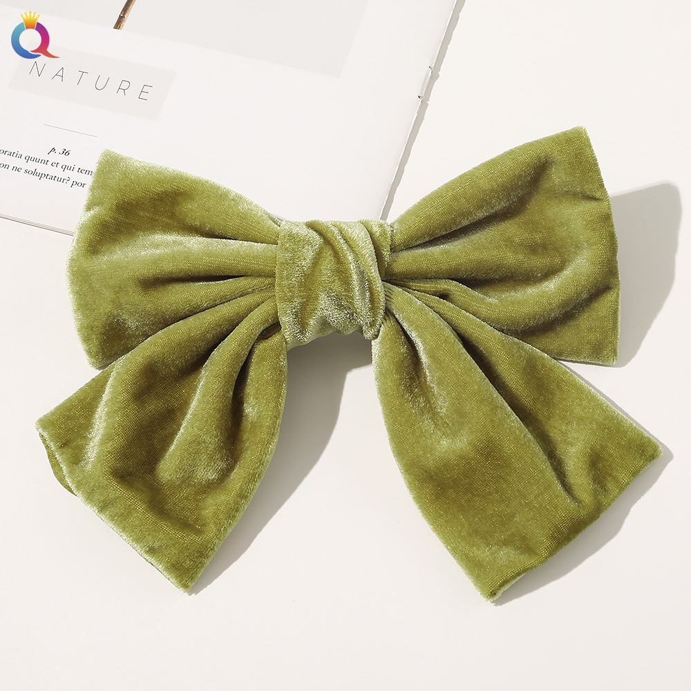 Candy Color Velvet Big Bow Hair Clip display picture 8