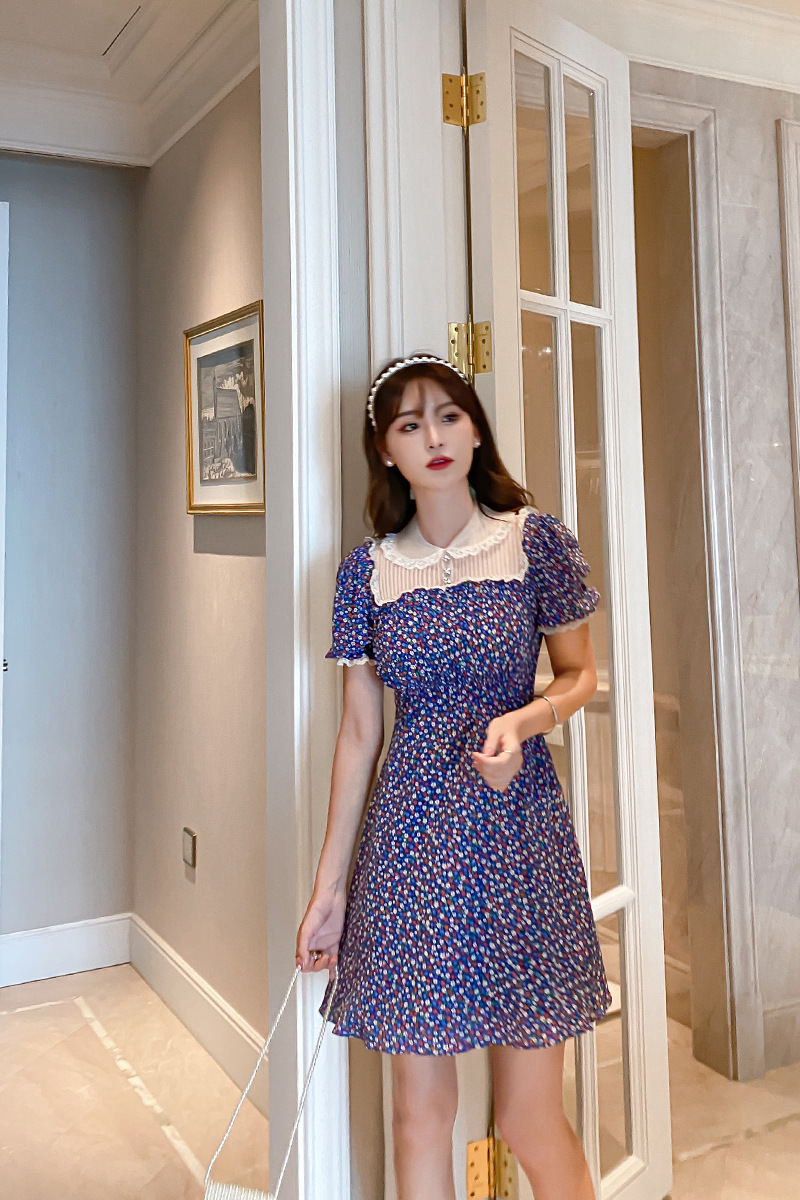 D0131 930K VÁY ĐẦM LIỀN THÂN NỮ CHOTDNG TAY PHỒNG MÙA HÈ PHỤC CỔ CỔ ĐIỂN HỌA TIẾT HOA THỜI TRANG NỮ REN G03 SẢN PHẨM MỚI