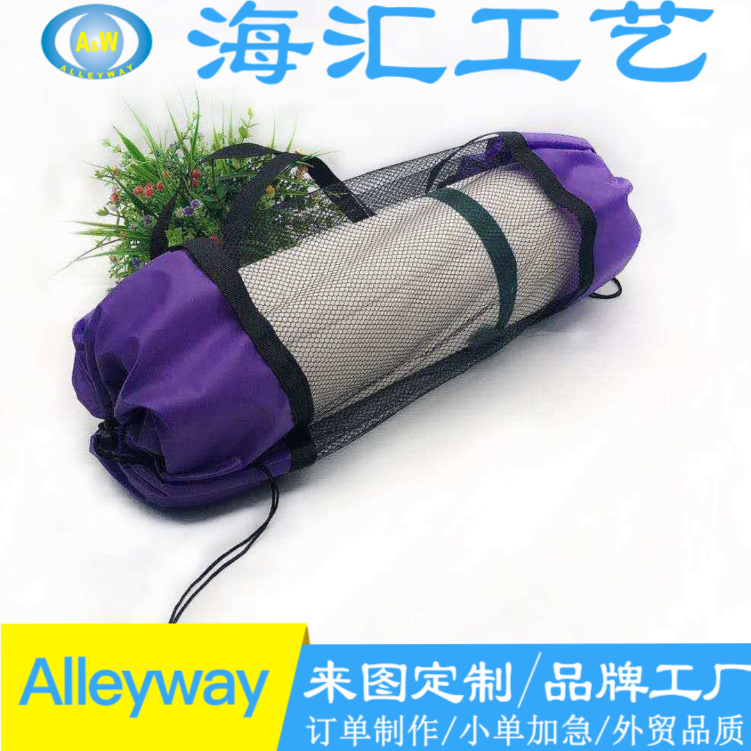 瑜珈垫收纳袋 涤纶网格拼接  绒布网格拼接  手堤挎包
