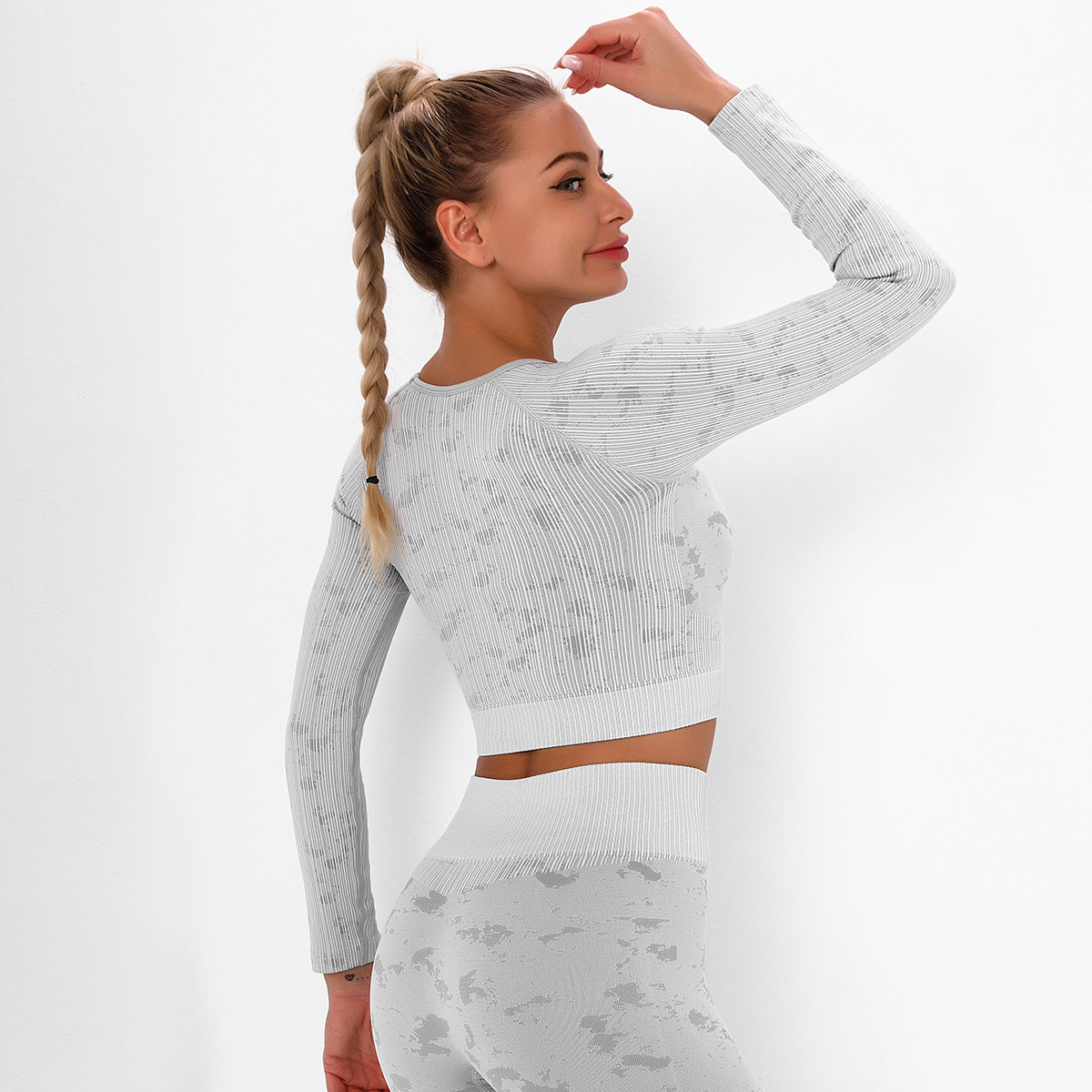 seamless knitted quick-drying long-sleeved running yoga wear NSLX9039