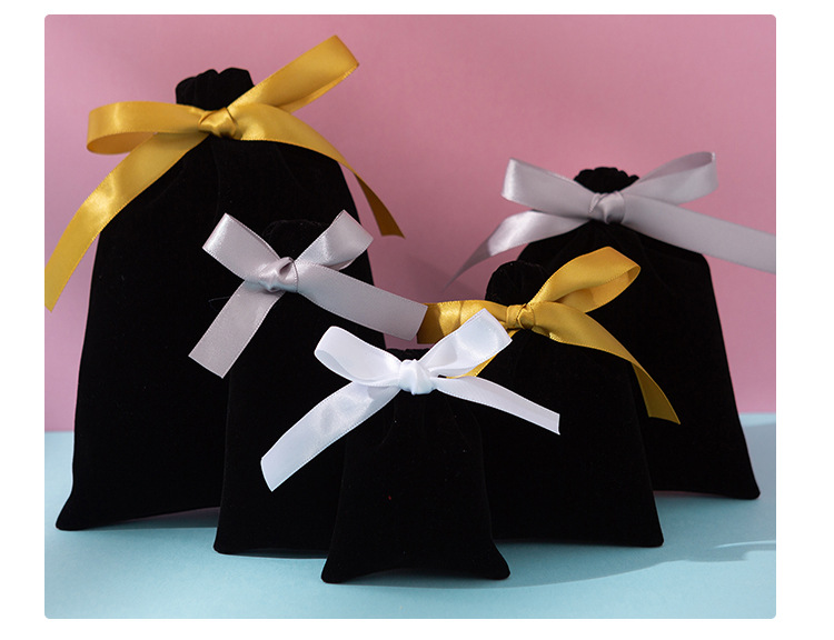 Flannel Material 1 Piece Flannel Simple Style Daily Bow Knot Jewelry Packaging Bags