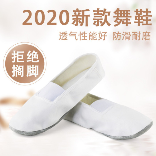Sitang gymnastics shoes, men's and women's dance shoes, dance shoes, practice shoes, ballet shoes, yoga soft-soled canvas, pigskin bottom, white