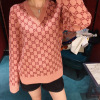 Foreign purchasing 2020 GUCCI Spring letter Jacquard weave Pink sweater Pink wool Socket jacket