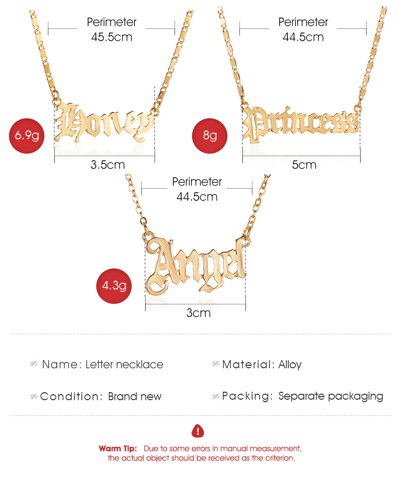 New Necklace Literary Angel Pendant Necklace Personality Short Paragraph Baby Girl English Alphabet Necklace Wholesale Nihaojewelry display picture 1