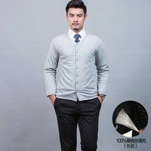 冬季新款100桑蚕丝内胆男士棉衣宽松版长款男款真丝棉袄大码批发