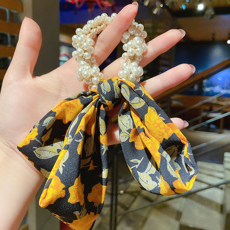 Hot Selling Fashion Elastic Good Rubber Band Floral Bow Knot Pearl Flower Hair Scrunchies display picture 13