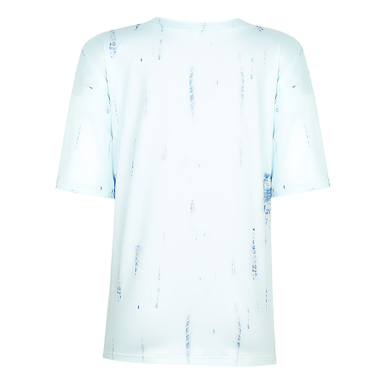 women's loose V-neck printed T-shirt top NSKX8474