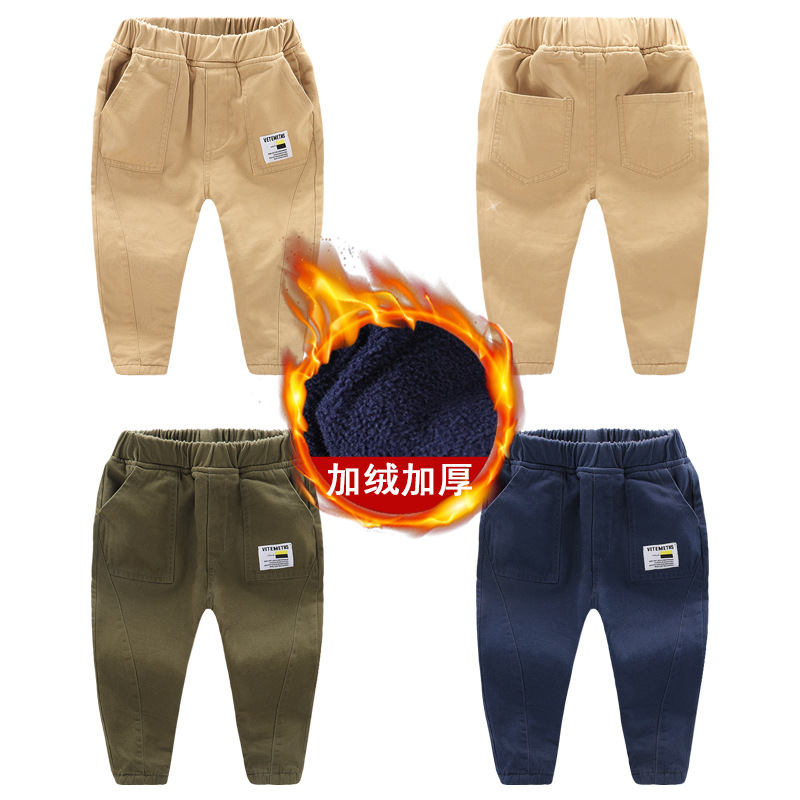 Boys plus velvet casual pants 2020 winte...